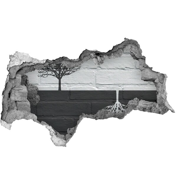 3d fali matrica lyuk a falban Egy fa gyökerekkel