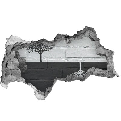 3d fali matrica lyuk a falban Egy fa gyökerekkel