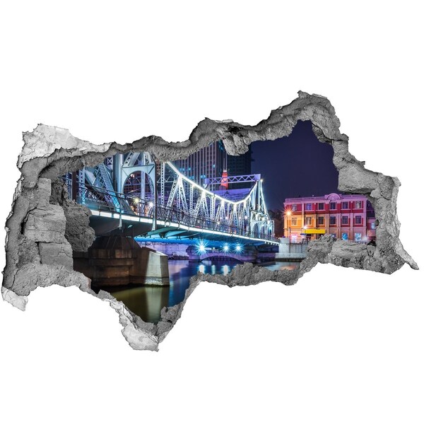 3d fali matrica lyuk a falban A híd éjszaka kivilágítva