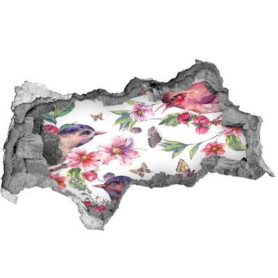 3d fali matrica lyuk a falban Virágparadicsom madarakkal és pillangókkal