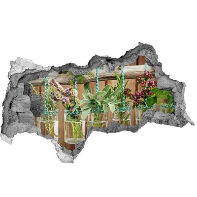 3d fali matrica lyuk a falban Gyógynövénykert üvegekben