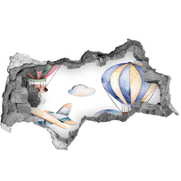 3d fali matrica lyuk a falban Léggömb repülés a felhők felett