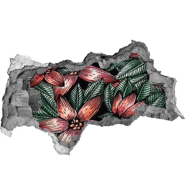 3d fali matrica lyuk a falban Virágminta egy sérült falon