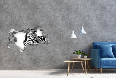 3d fali matrica lyuk a falban Zebra egy lyukban a falban