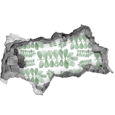 3d fali matrica lyuk a falban Zöld levelek egy lyukban a falban