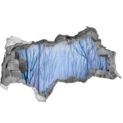 3d fali matrica lyuk a falban Téli táj egy lyukon keresztül a falon