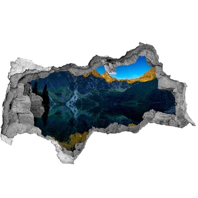 3d fali matrica lyuk a falban Hegyi táj egy tóval