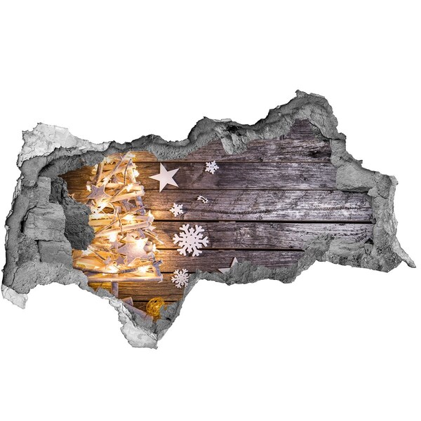 3d fali matrica lyuk a falban Téli táj karácsonyi díszekkel