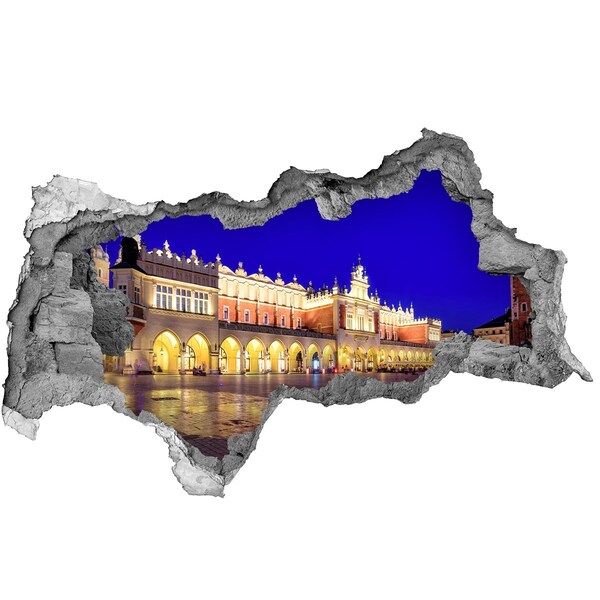 3d fali matrica lyuk a falban Krakkó főtere éjszaka