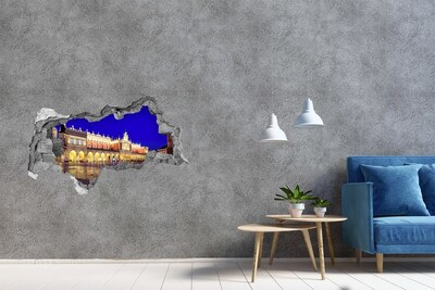 3d fali matrica lyuk a falban Krakkó főtere éjszaka