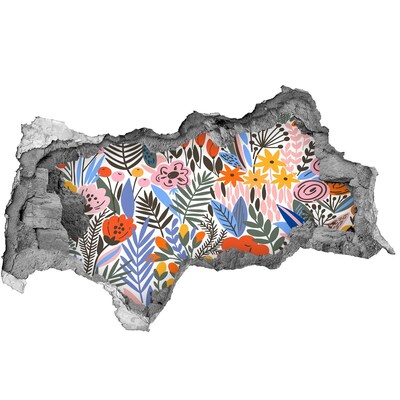 3d fali matrica lyuk a falban Virágfalfestmény egy lyukon keresztül a falon