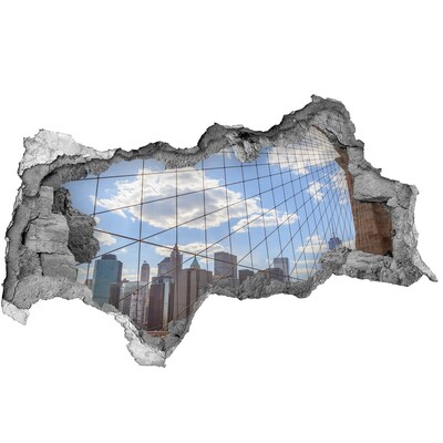 3d fali matrica lyuk a falban Kilátás a városra egy lyukon keresztül a falon