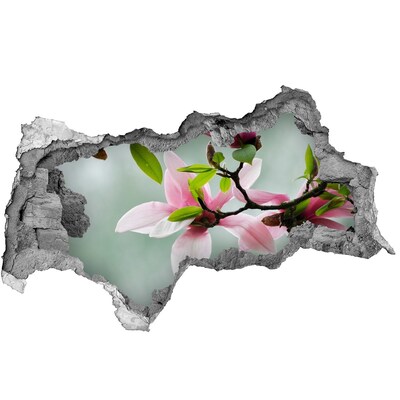 3d fali matrica lyuk a falban Magnólia virágok egy sérült falban