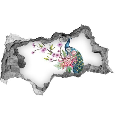 3d fali matrica lyuk a falban Páva a virágok között