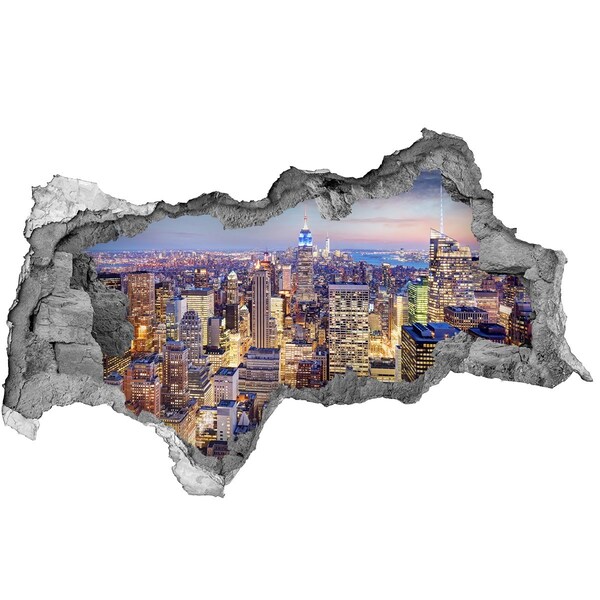 3d fali matrica lyuk a falban New York-i látkép éjszaka