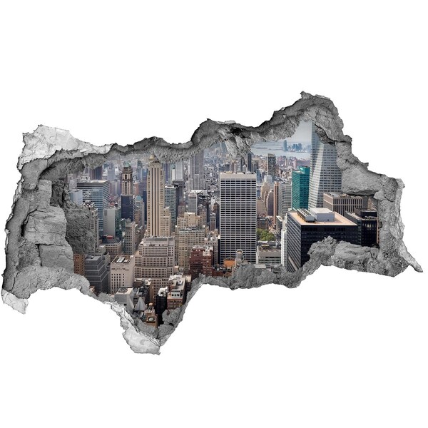 3d lyuk fal dekoráció Kilátás a városra egy lyukból a falon