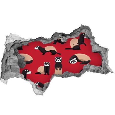 3d lyuk fal dekoráció Funky görények egy fali lyukban