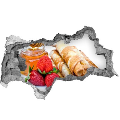 3d lyuk fal dekoráció Finom palacsinta eperrel