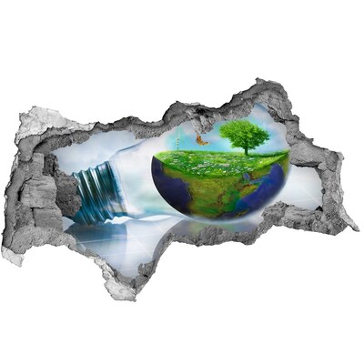 3d lyuk fal dekoráció Zöld bolygó egy lyukon keresztül a falban