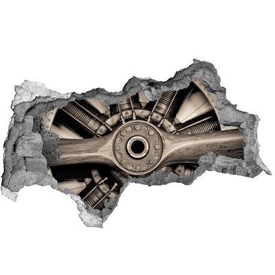 3d lyuk fal dekoráció Repülőgépmotor a sérült falban