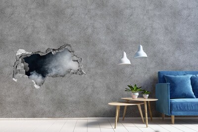 3d lyuk fal dekoráció Egy törött fal, kilátással a felhőre