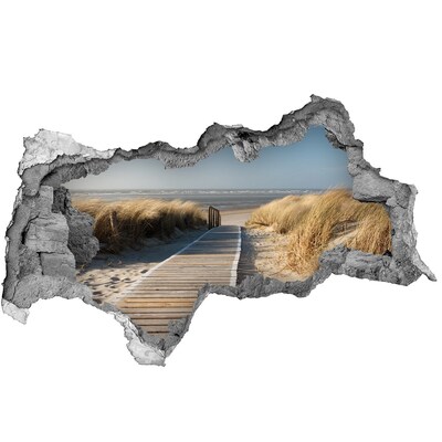 3d lyuk fal dekoráció Útjelző a strandra