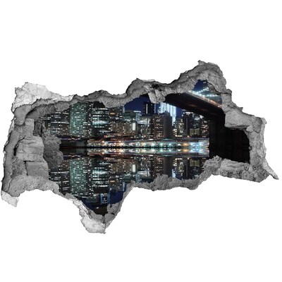 3d lyuk fal dekoráció Éjszakai panoráma a városra