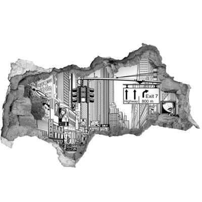 3d lyuk fal dekoráció New York-i utcák