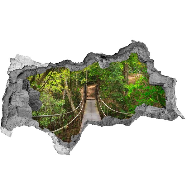 3d lyuk fal dekoráció Egy híd a zöld növényzet között