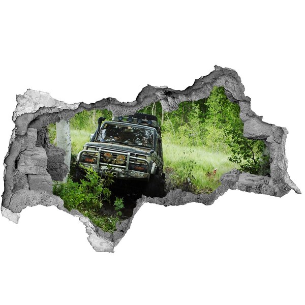 3d lyuk fal dekoráció Jeep erdőben