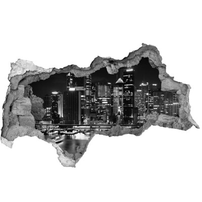 3d lyuk fal dekoráció Modern város éjszaka