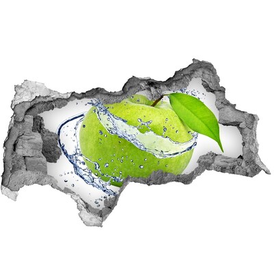 3d lyuk fal dekoráció Zöld alma a vízben