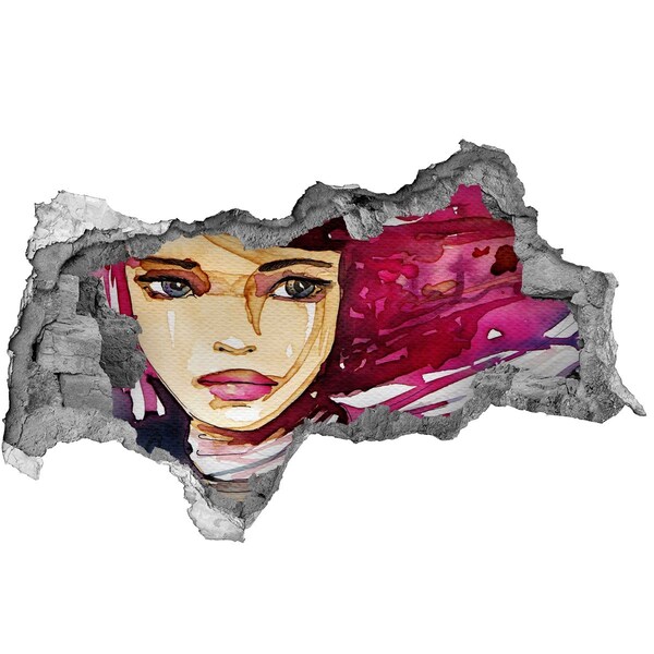 3d lyuk fal dekoráció Portré rózsaszín díszítéssel