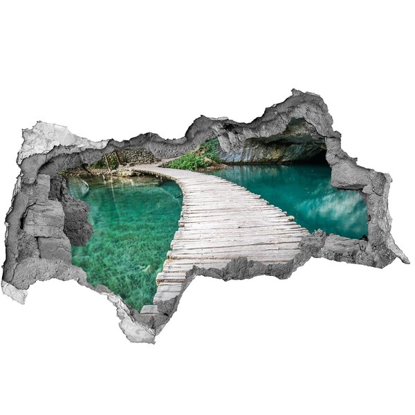 3d lyuk fal dekoráció Titokzatos híd a türkizkék víz felett