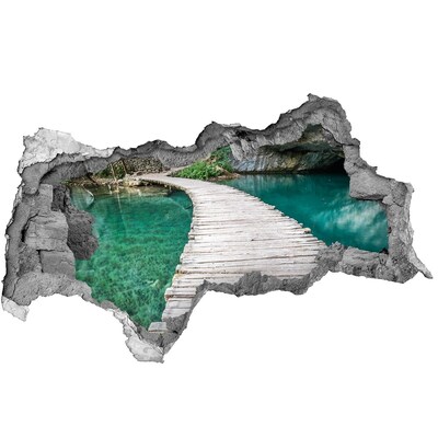 3d lyuk fal dekoráció Titokzatos híd a türkizkék víz felett