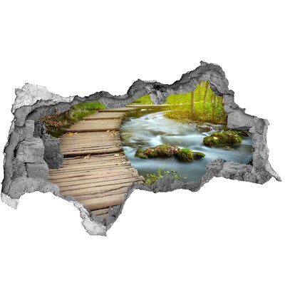 3d lyuk fal dekoráció Egy patak az erdőben