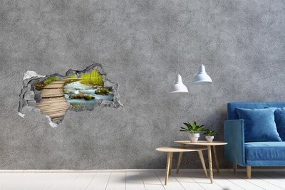 3d lyuk fal dekoráció Egy patak az erdőben
