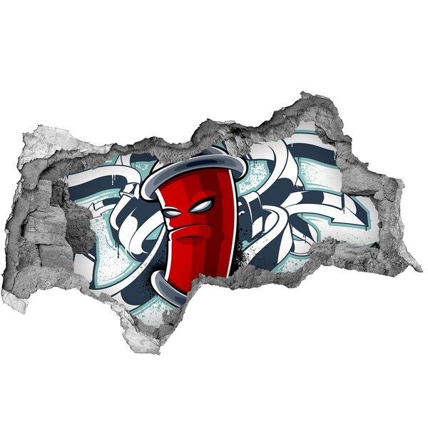 3d lyuk fal dekoráció Piros bögre graffitivel