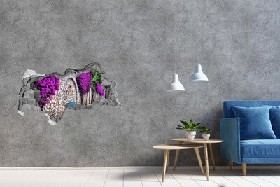 3d lyuk fal dekoráció Virágsikátor a kőfalban