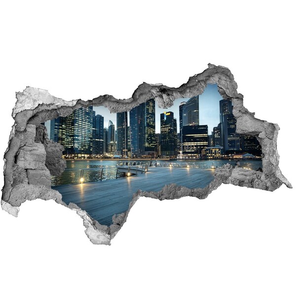 3d lyuk fal dekoráció Singapore éjjel