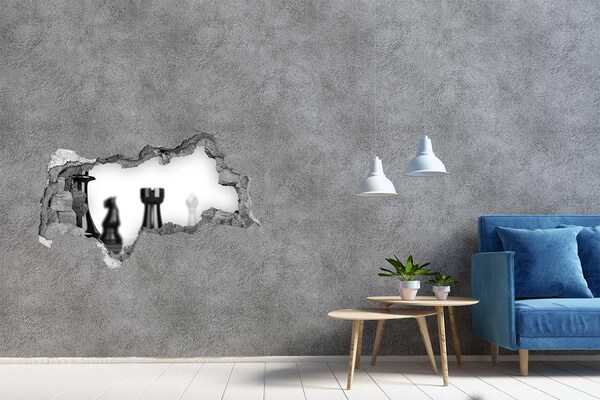 3d lyuk fal dekoráció Sakkjáték egy lyukon keresztül a falban