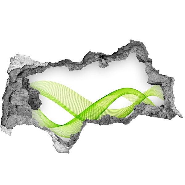 3d lyuk fal dekoráció Zöld hullám a falon lévő lyukban