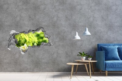 3d lyuk fal dekoráció Egy virág a zöld kertben