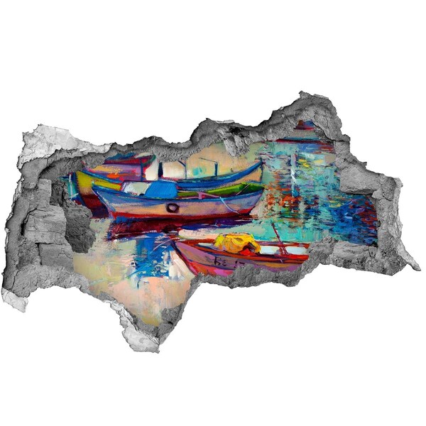 3d lyuk fal dekoráció Festői hajók a vízen