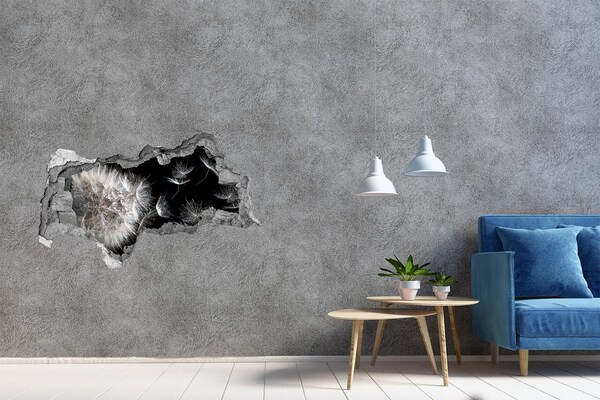 3d lyuk fal dekoráció Pitypangok a fekete űrben