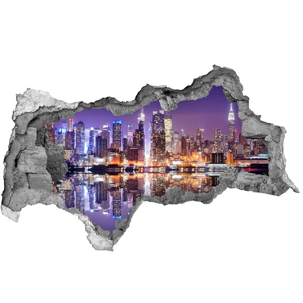 3d lyuk fal dekoráció New York éjszaka