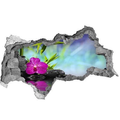 3d lyuk fal dekoráció A béke oázisa egy orchideával