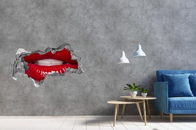 3d lyuk fal dekoráció Vörös ajkak