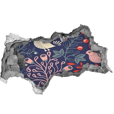 3d lyuk fal dekoráció Virágminta baglyokkal