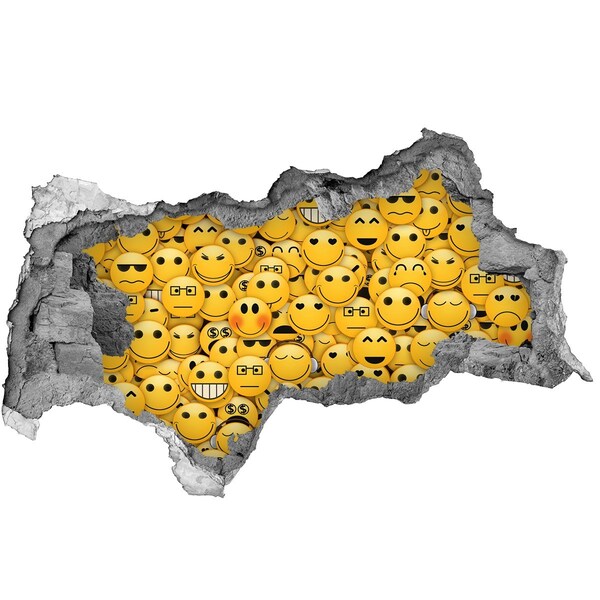 3d lyuk fal dekoráció Mosolygó emojik egy lyukban a falban